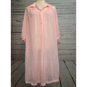 NWT Vanity Fair Long Robe Pink Small Gown USA Tricot All Nylon Vintage Button Up